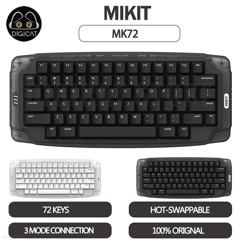 

MIKIT MK72 Mechanical Gamer Keyboard 72key Hot-Swap 3 Mode USB/2.4G/Bluetooth Wireless Keyboard RGB Backlit Gaming Keyboard Gift