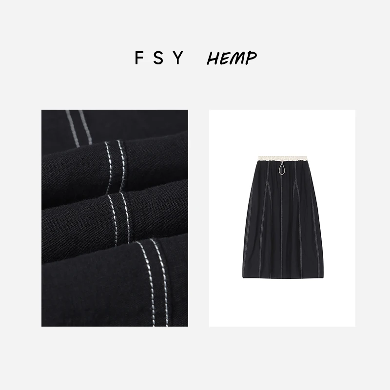 

Женская юбка миди с высокой талией из конопляной ткани Han Han, весенне-летняя, с цветочным принтом, с вставками, дышащая, удобная, винтажная, элегантная