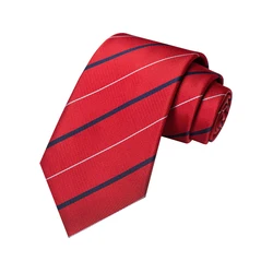 JEMYGINS New Fashion Necktie Men's Stripe Red Tie 8cm silk Tie for Men Wedding Party Business birthday Gift Accessories