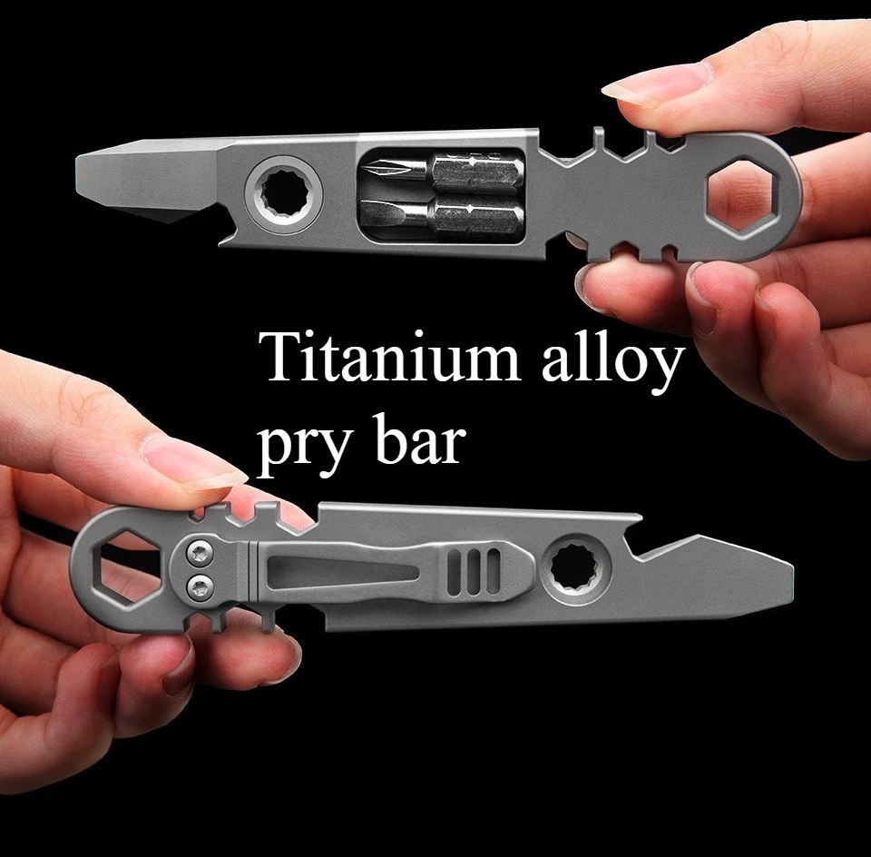 Titanium Alloy Pry Bar Multifunctional Portable Ratchet Screwdriver Maintenance Tool Bottle Opener EDC Outdoor Camping Tool