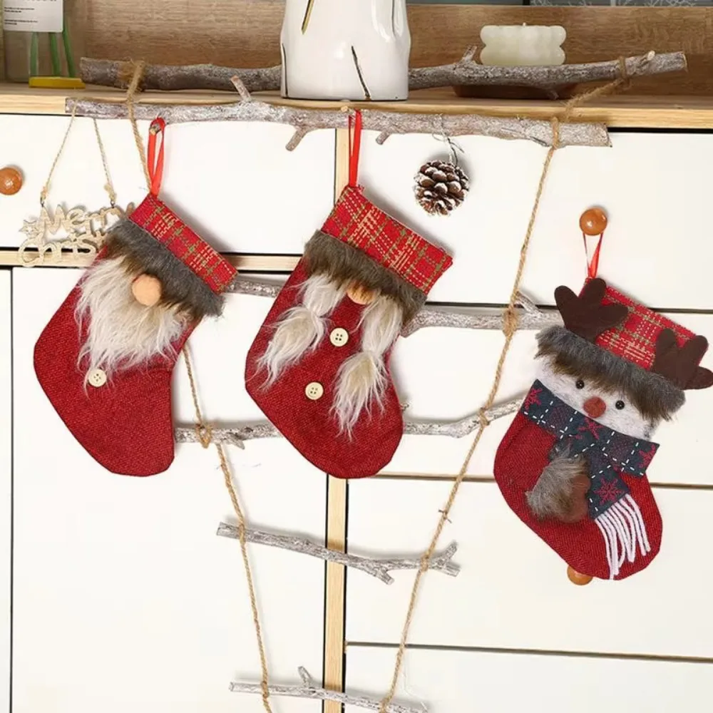 

Adorable Cute Christmas Sock Ornaments Cartoon Unique Christmas Sock Hanging Ornaments Handmade Christmas Tree Pendant Party