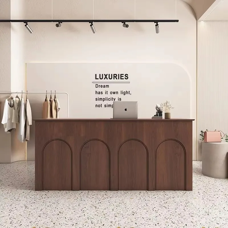 Painted lacquer wood grain reception desk