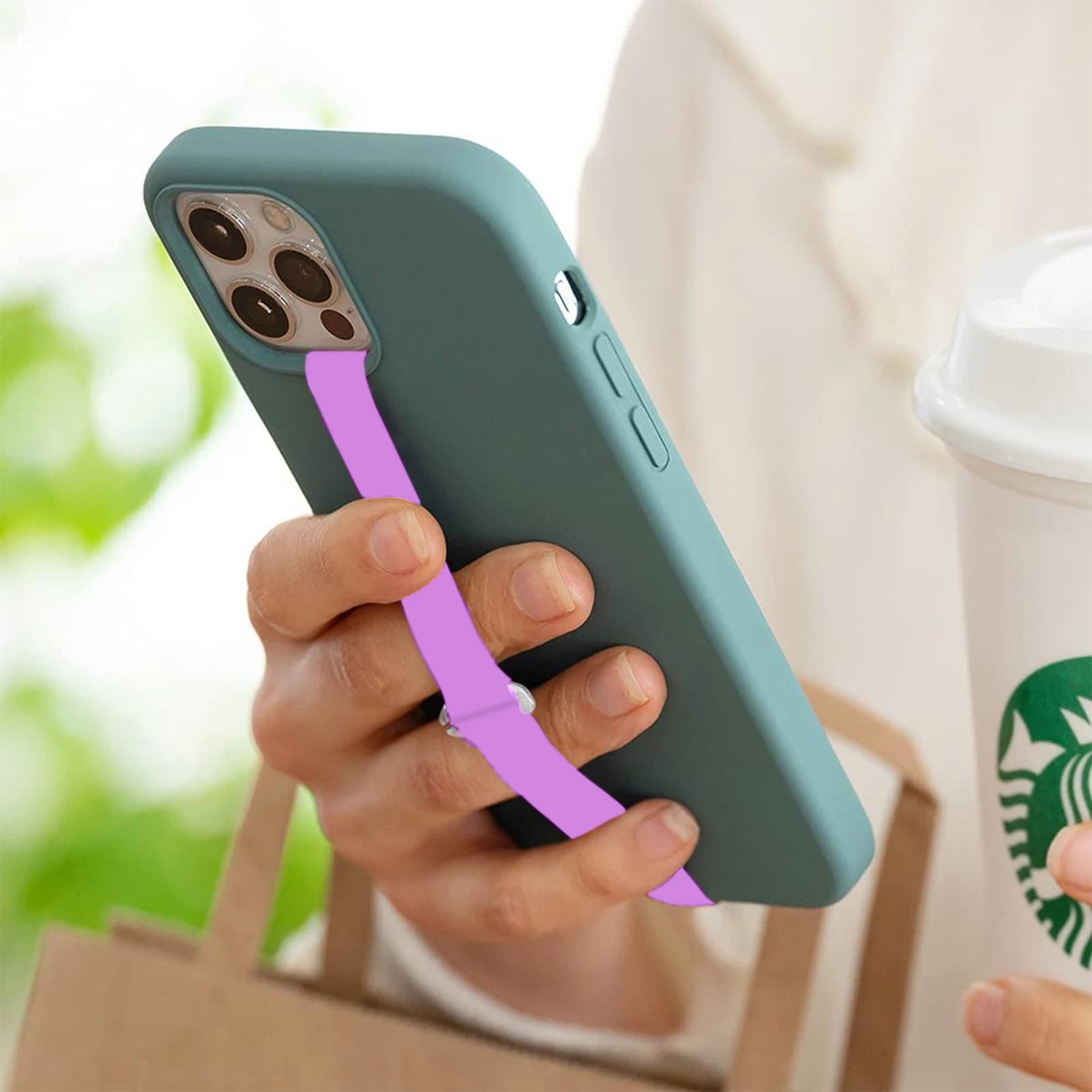 เชือกสายโทรศัพท์ลดกระหน่ำสายรัดข้อมือซิลิโคนยืดแบบบางพกพาได้สำหรับจับโทรศัพท์มือถือ