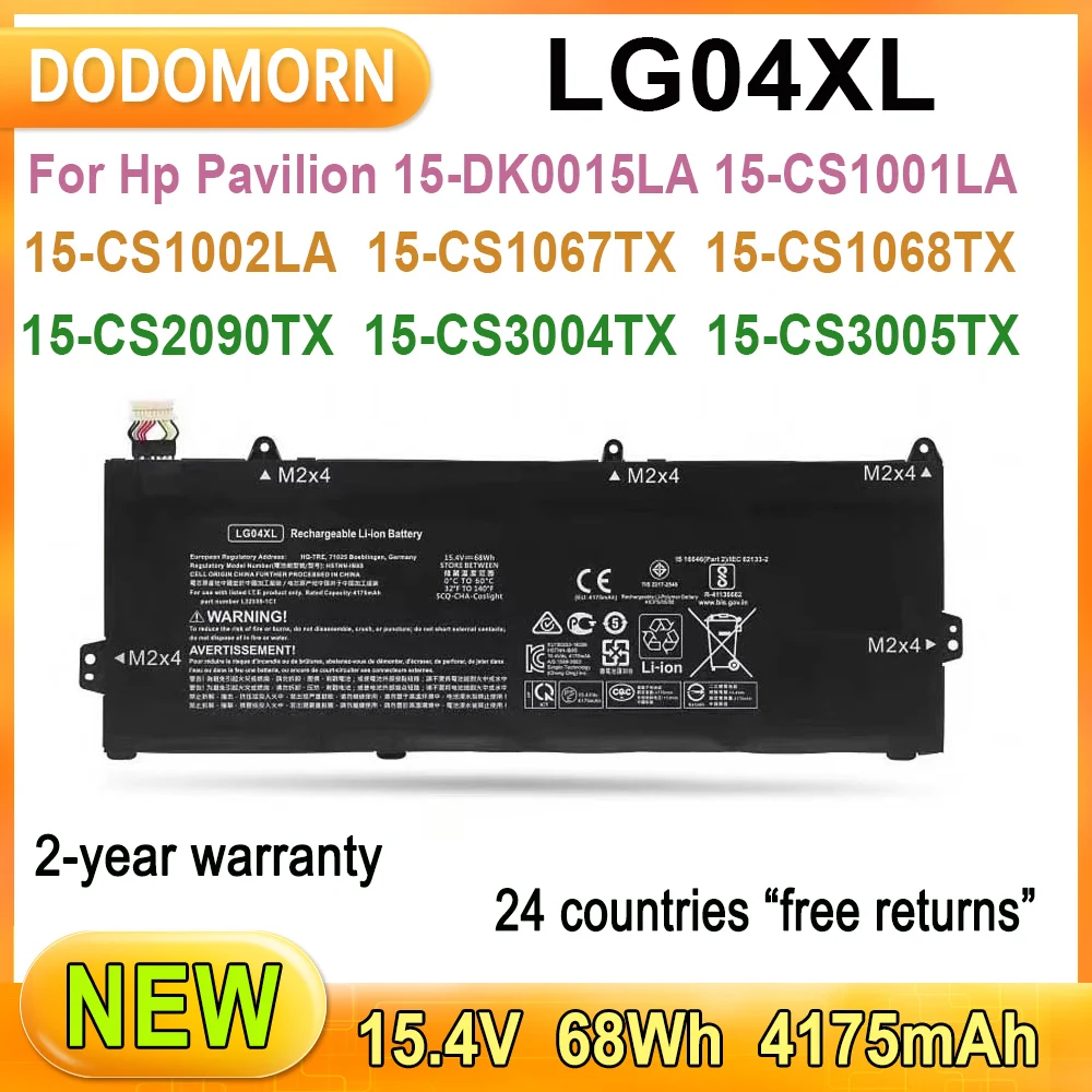 

Новый аккумулятор для ноутбука LG04XL, для Hp Pavilion 15-DK0015LA 15-CS1001LA 15-CS1002LA 15-CS1067TX 15-CS2090TX, HSTNN-IB8S 68Wh