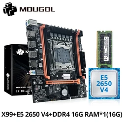 MOUGOL New X99 Motherboard Set with Intel Xeon E5 2650 V4 CPU & Dual-channel DDR4 16Gx1 2133MHz RAM for Gaming Computer