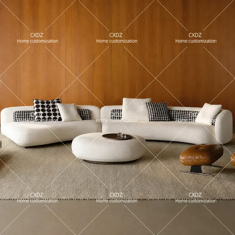 Minimalist Cream Modular Sofa Living Room Large Flat Layer Sectional Couch Modern Home Furniture