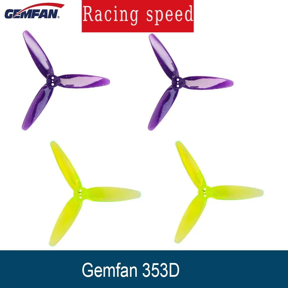 

2 пары Gemfan 353D 3D 3-лопастной пропеллер 1,5 мм 3 отверстия для небольших двухроторных гоночных дронов для фристайла