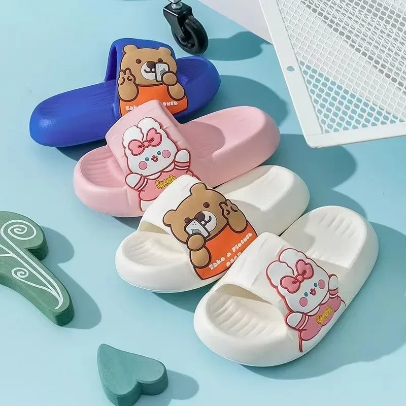 Children Slippers Summer Cute Anti Slip Boys Slippers Cartoon Soft Soled Girls Bathroom Slippers Kid Home Slippers