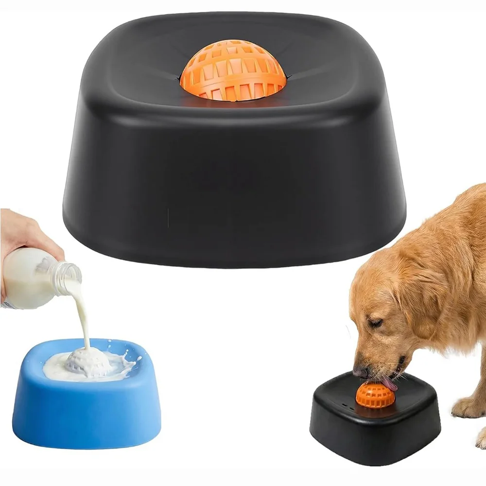 

Dog Liquid Lick Bowl with Slow Feeder Design Interactive Anti-Slip Lick Mat with Rolling Ball for Wet Food and Bone Broth Treats