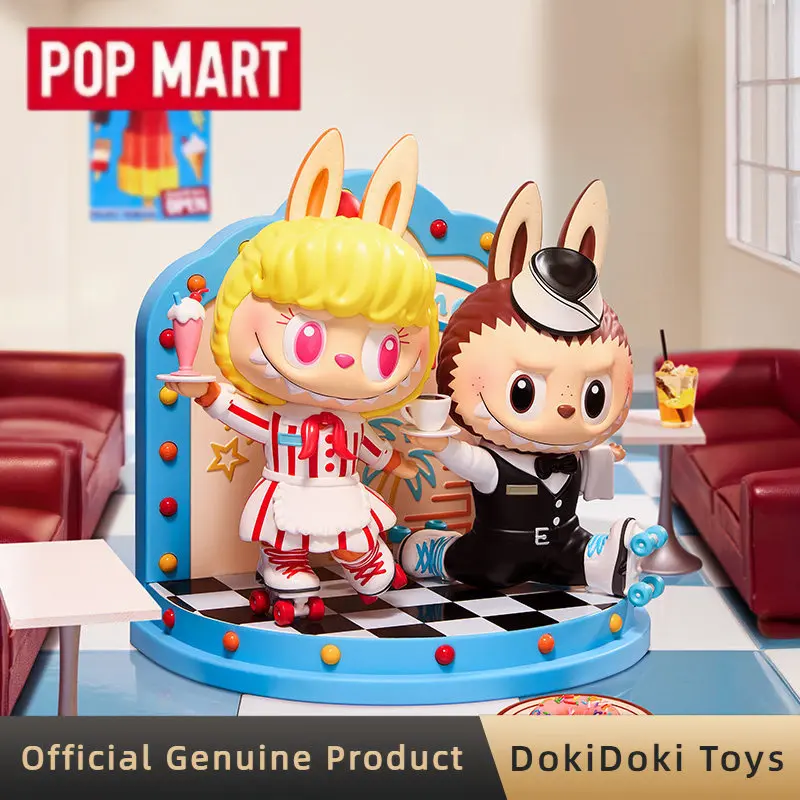 

Коллекционные фигурки POPMART Labubu The Monsters Retro Cafeteria, декор для рабочего стола, милая игрушка-фигурка, подарок на день рождения, слепая коробка