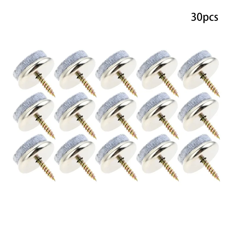30pcs Felt Furniture Gliders Screws-on 18mm-28mm 0.7
