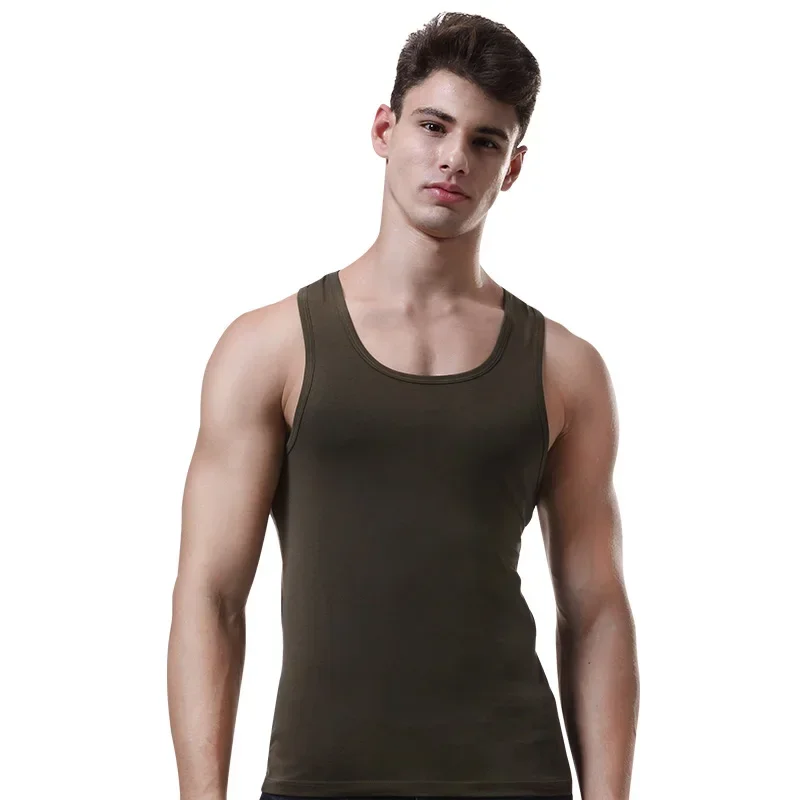 2PCS  Men's Sleeveless T-Shirt Men's Vest Sweat Absorbent Vest Cotton Sports Fitness Comfort Stretch Sleeveless T-Shirt I-Shape