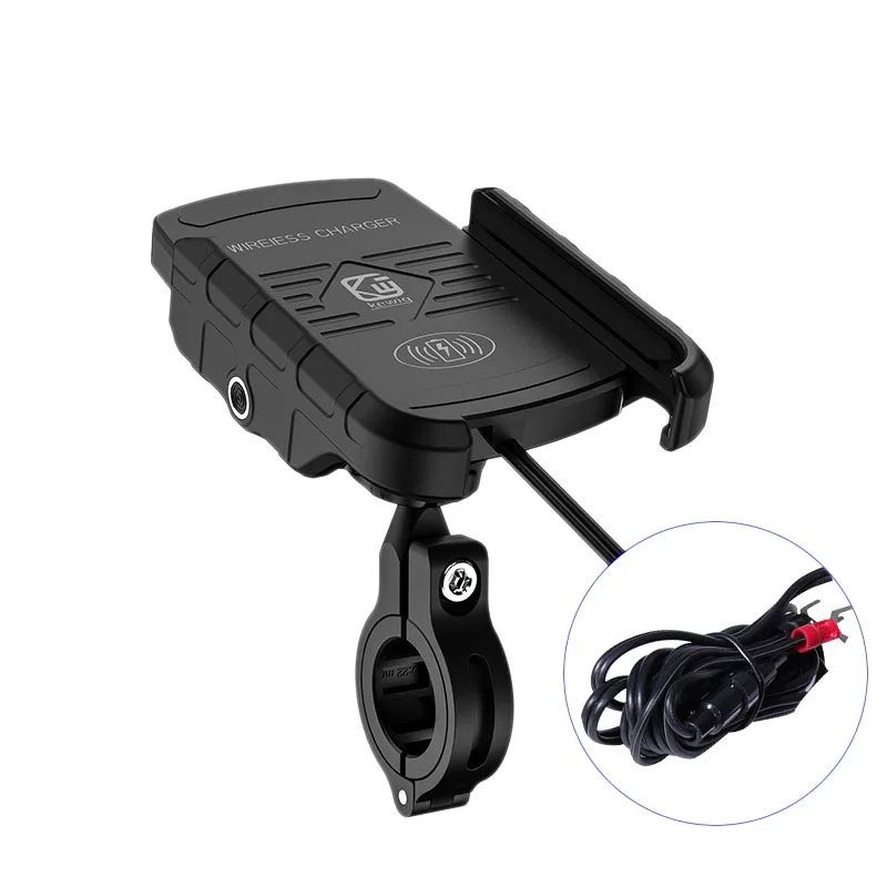 Kewig Black 2 in 1 Car Phone Holder Wireless Charger Motorcycle Bracket Phone Holder for IPhone ,Samsung Mobile Phone 15W Fast C