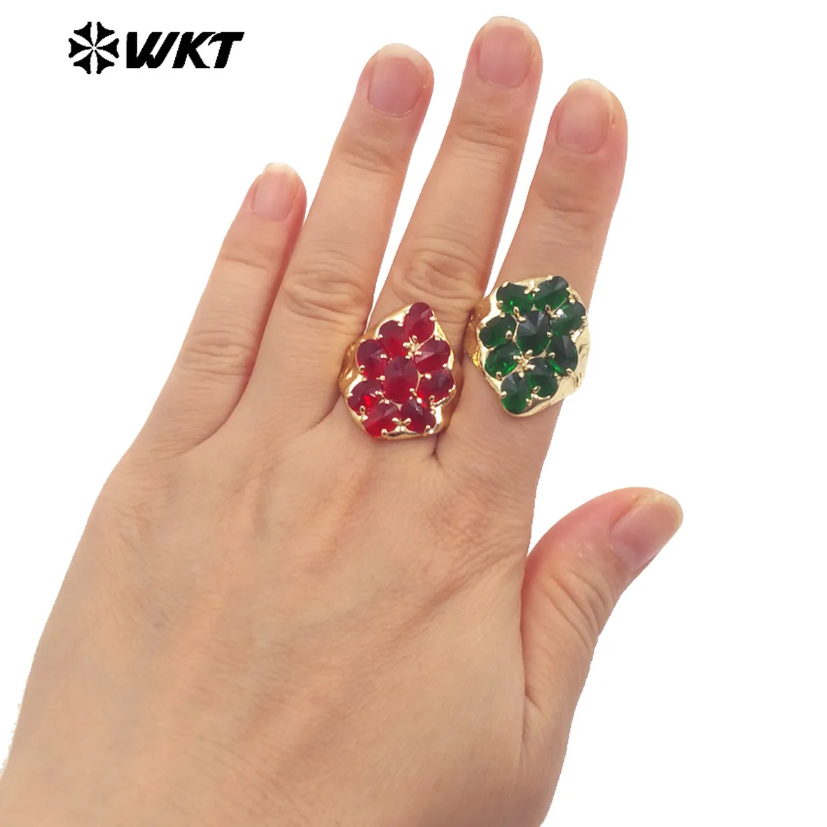 

WT-R563 Exquisite Colorful Multi Stone Beads Design Cubic Zircon Rings For Women Cocktail Party Fine Decorative