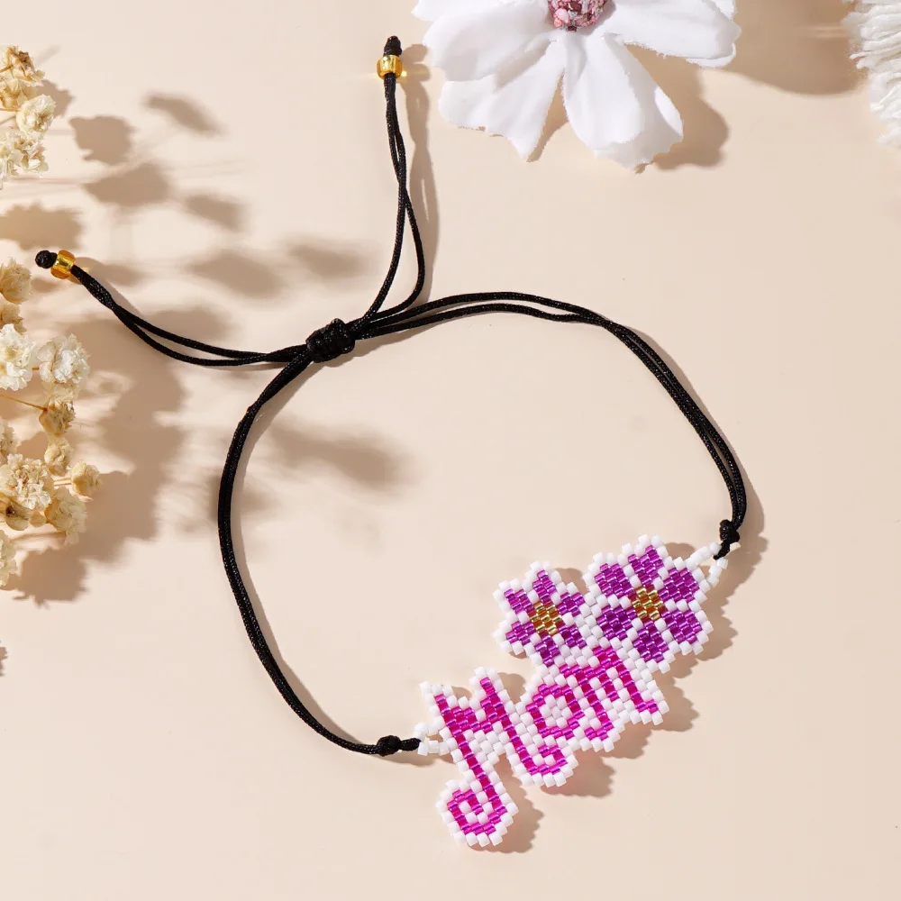 

Браслет из бисера, оригинальный цветочный дизайн, ручное вязание, женский богемный регулируемый прилив, геометрия, простой браслет из рисовых бусин