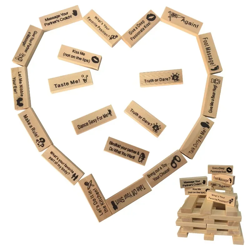 Couple Activity Date Night Idea Wooden Tower Game Valentine's Day Rolling Tower Stacking Building Blocks Game Couple Night