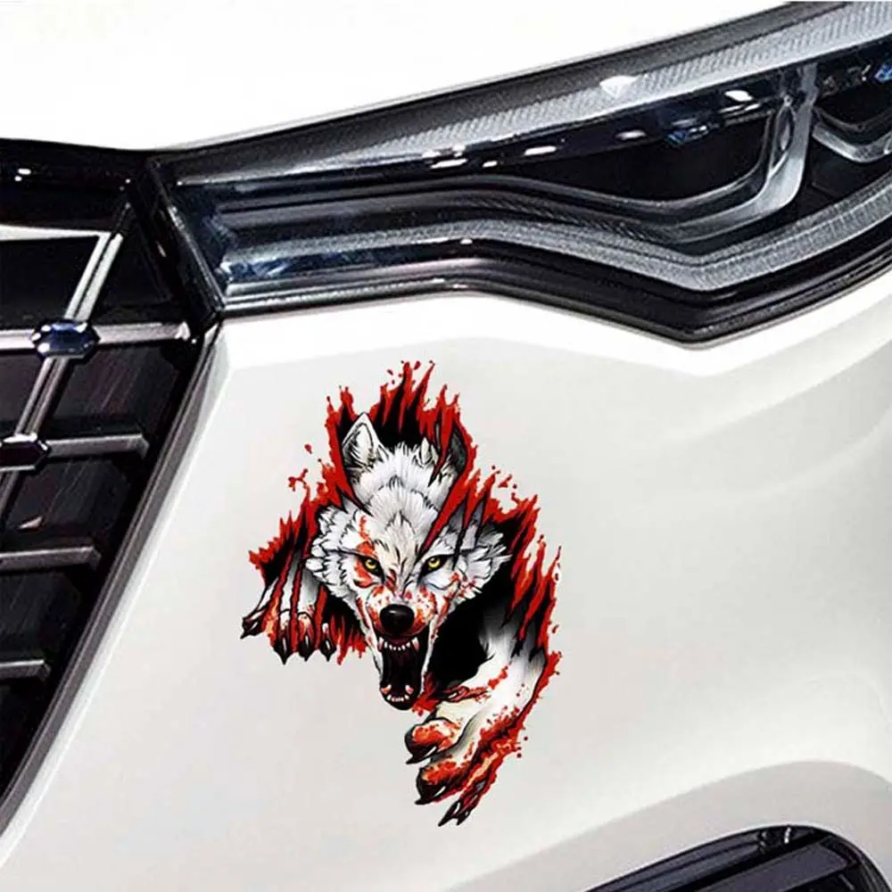 

Accessories Car Door Self-adhesive Truck Motorcycle Decal 3D Realistic Sticker Wolf Head Car Sticker Car Body Decoration