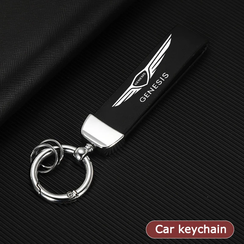 Car Pendant Decorative Key Holder Metal Leather Keychain Key Rings For Genesis G70 G80 G90 GV60 GV70 GV80 EV BH Auto Accessories