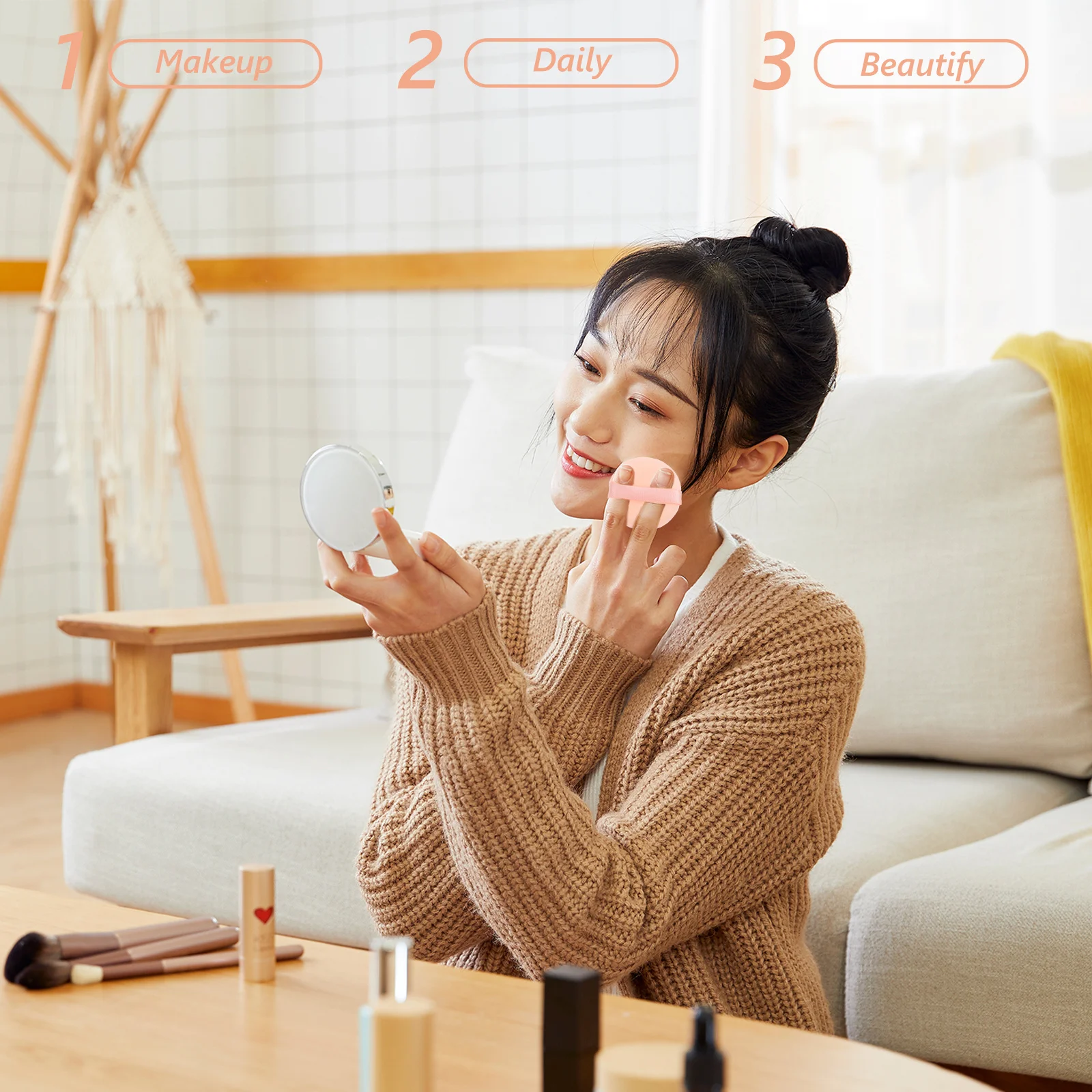 

7Pcs Double-Sided for Wet Dry Use Foundation Application Loose Powder Makeup Sponge Tools Facial Sponges