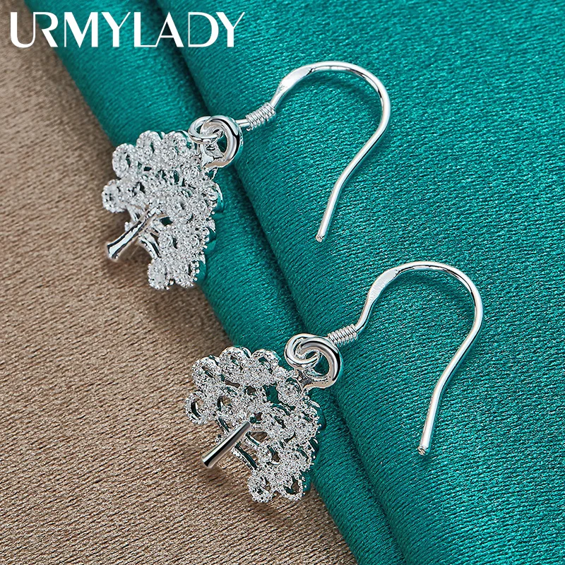 

URMYLADY 925 Sterling Silver Tree Of Life Earrings For Women Charm Wedding Party Fashion Jewelry