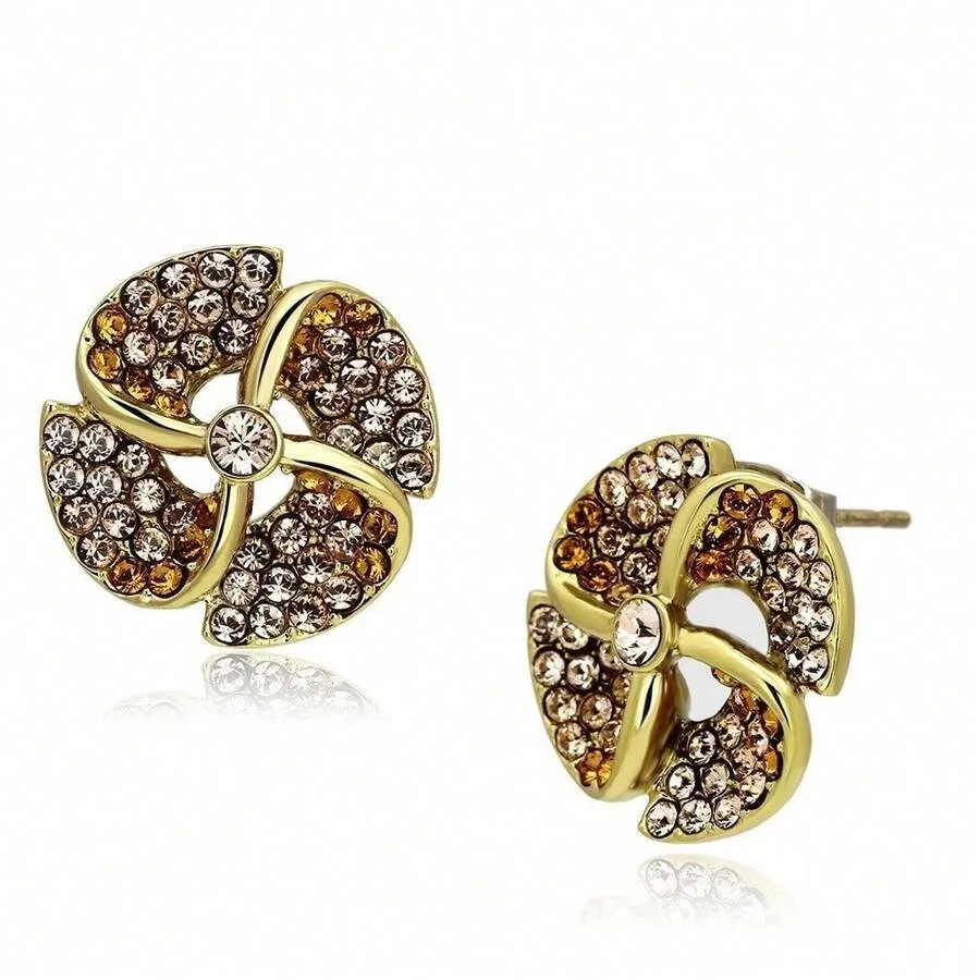 

Luxury Gold Ion Plated Stainless Steel Earrings Women Studs Multi Color Sparkling Fashion Jewelry Ready To Ship