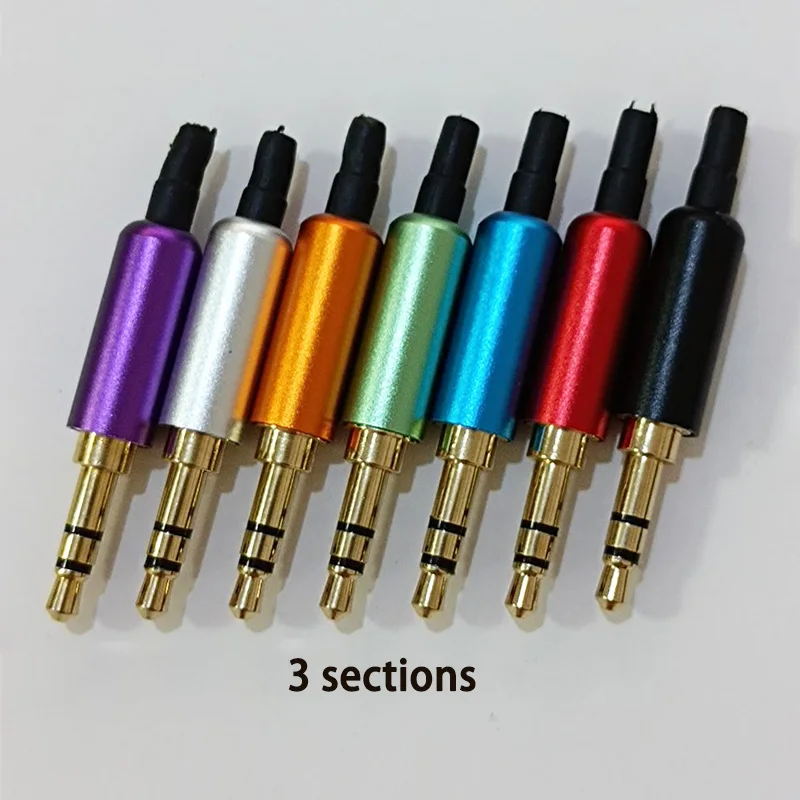 Copper 3.5mm 3/4 Pole Male Audio Jack Plug Connector with Clip for 4mm Cable - Stereo Headphone Adapter