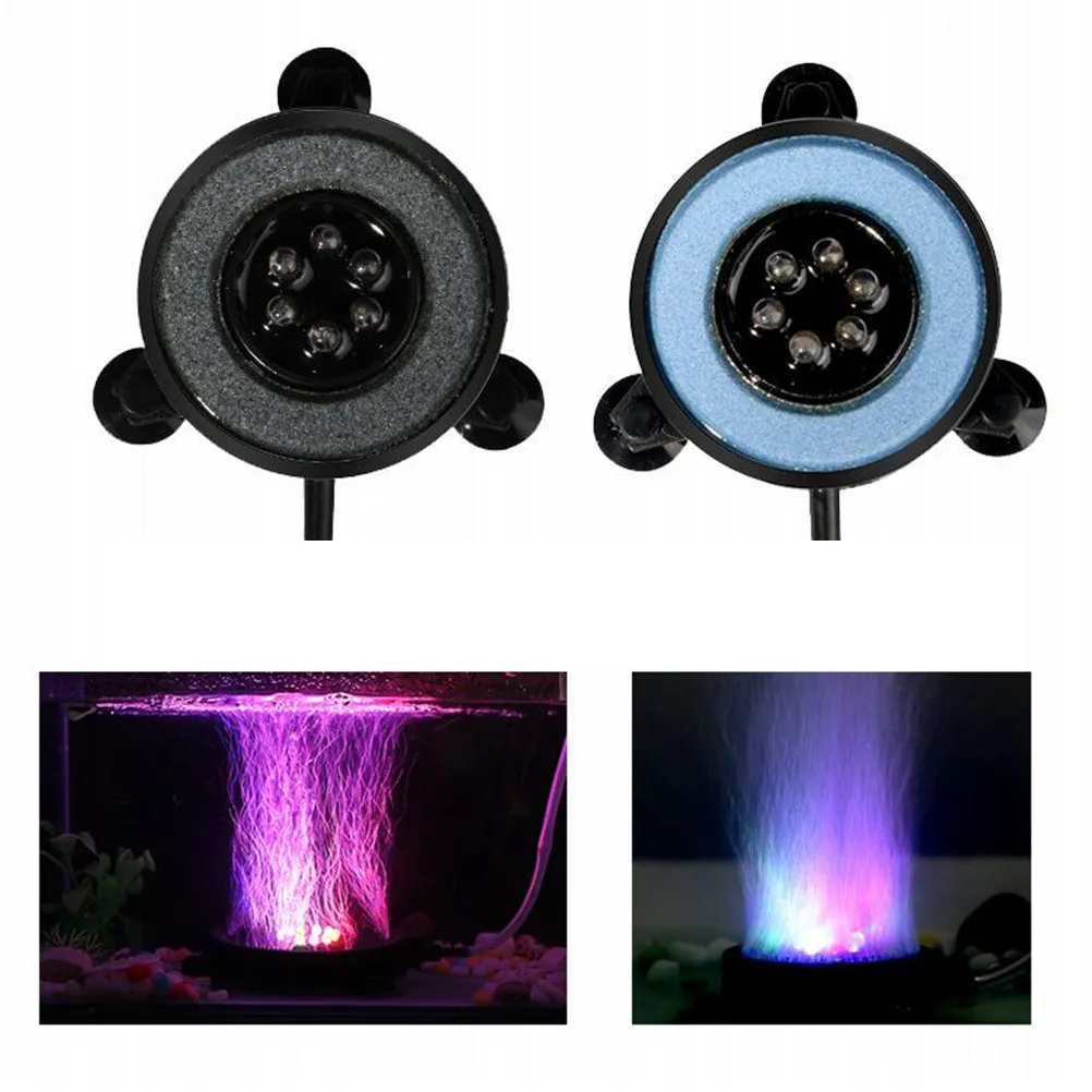 

Светодиодный подводный светильник для аквариума, круглый, с эффектом пузырьков, синий, с вилкой EU, шесть ярких светодиодов, не вредит глазам, лампа для роста рыб