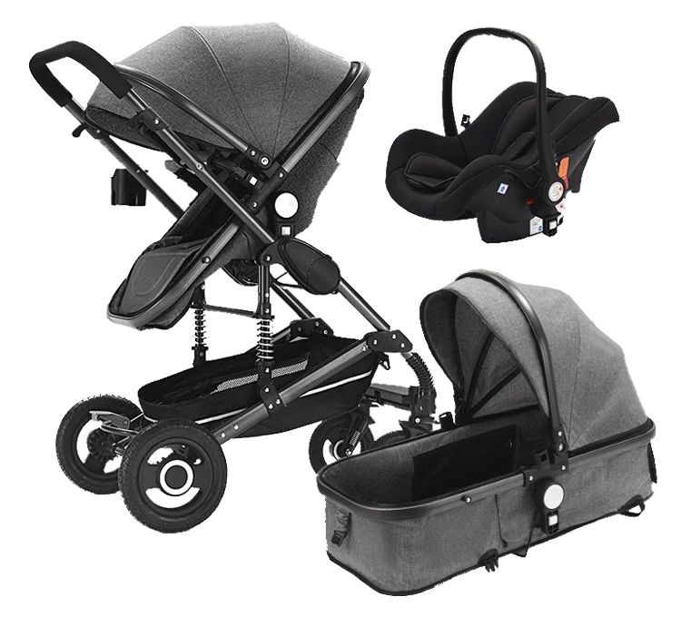 

JXB 2021 Aluminium Frame twin stroller with car seat cochecito de bebe 3 en 1 baby stroller