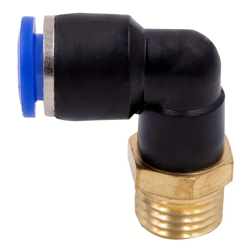 Pl Pneumatic Joint 4Mm-12Mm Hose Outer Diameter 1/8 “1/4” 3/8 “1/2” External Thread Pneumatic Threaded Pipe Elbow Joint Pipe Air Push Type Installation