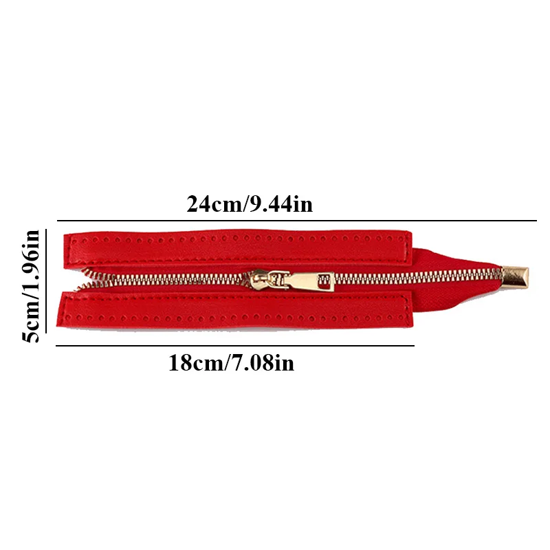 24cm DIY Zipper For Woven Bag Hardware PU Leather Zipper Sewing Accessories Red/Coffee/Brown Metal Zipper Bag Parts Accessories