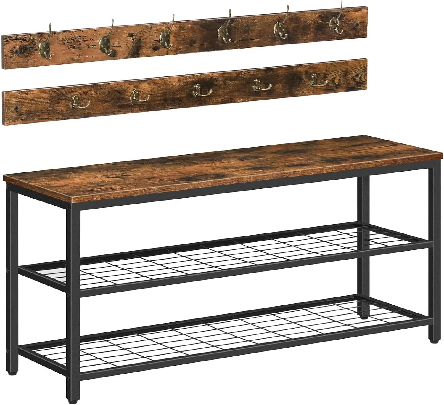 

Hall Tree With Bench, Coat Ra Shoe Bench Set, Entryway Shoe Ra With Coat Hooks, Hall Tree, 39.4"" L X 11.8"" W X 18.1"" H,