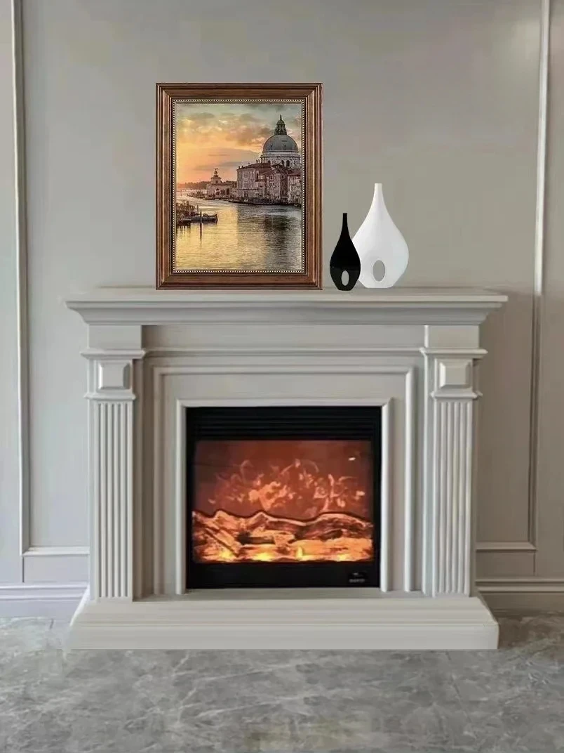 

French Cream Wind Solid Wood Decorative Cabinet American European Simulation Fire Fireplace Cabinet Fireplace Entrance
