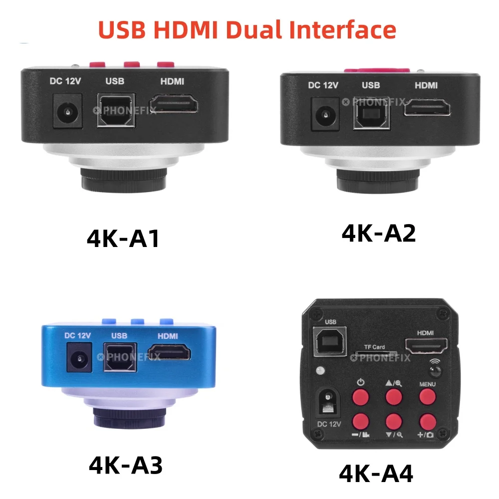 60MP 4K Microscope Camera USB HDMI TF Card Sony Original Chip 1/2.7 Electronic Shutter 25mm for Phone PCB Mainboard Repair Tool