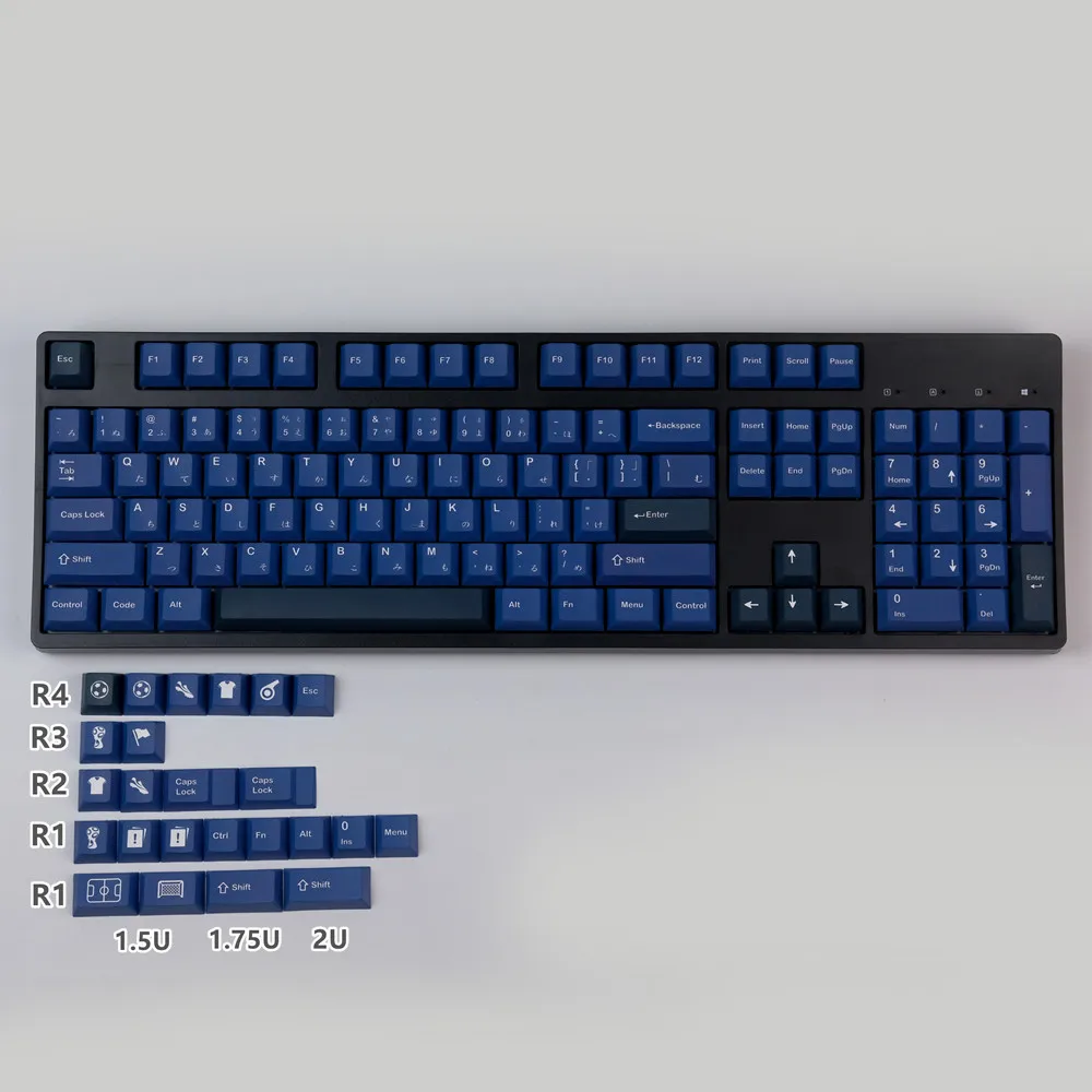 128 Keys Clone GMK Striker Keycaps PBT Keycap Dye Sublimation Key Caps Blue For MX Mechanical Keyboard