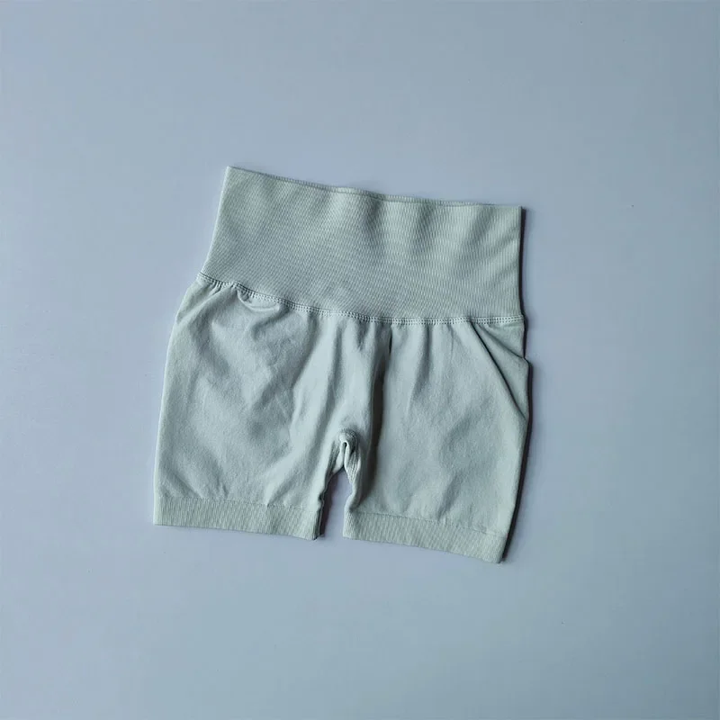 Peach High-Waist-Sportshorts mit Hüftlift-Effekt für Damen, taillenschlank machende, nahtlose Laufhose, schnelltrocknend, Dreipunkt-Design – Detail 3