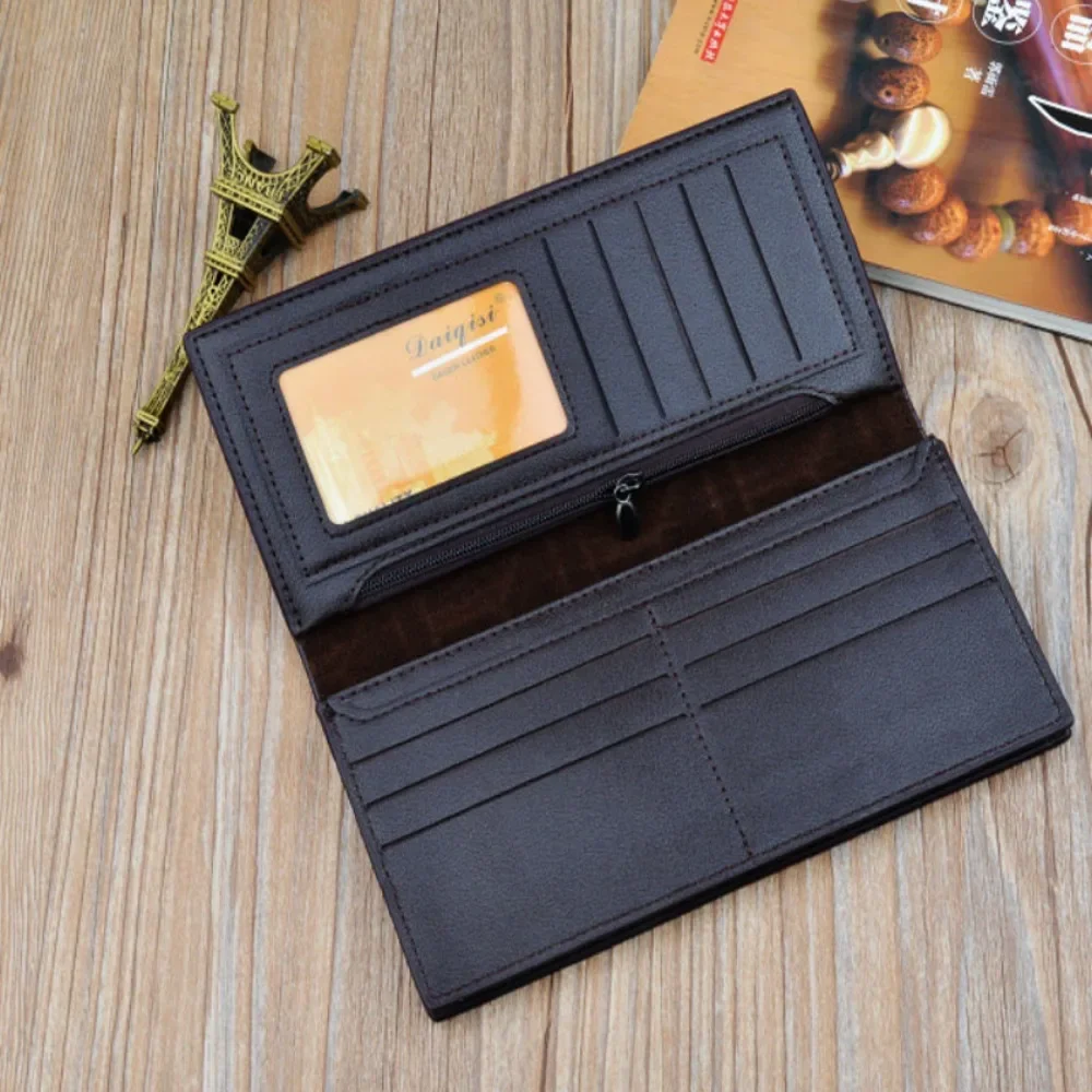 

New Brand Men'S Wallet Men'S Long Wallet Youth Fashion Plaid Horizontal Soft Leather Wallet Large Capacity Multi Card 지갑