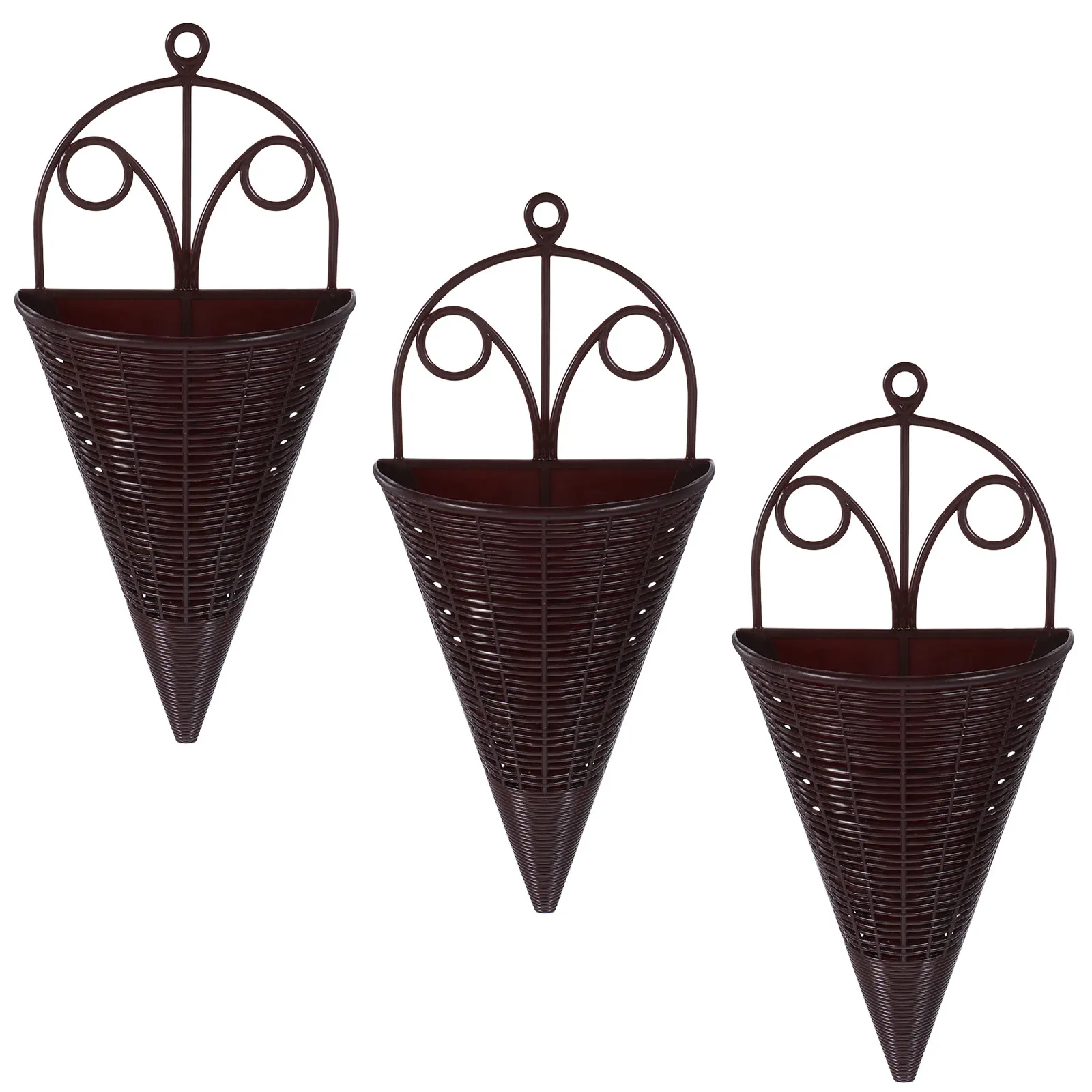 

Набор из 3 декоративных настенных корзин: плетеные подвесные корзины для цветов, для хранения комнатных растений, декора дома и сада