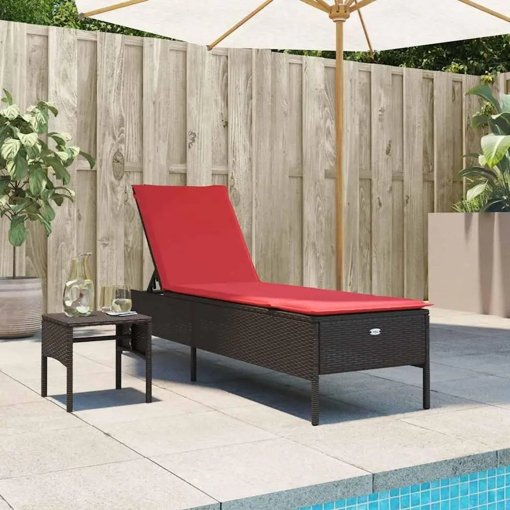 

Brown Rattan Outdoor Adjustable Patio Lounger with Side Table, Suitable for Garden, Pool, Beach, 78x21.7x38.2 inches