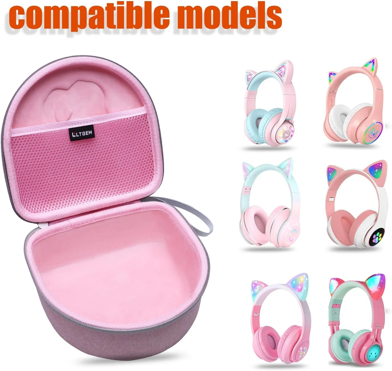 Étui pour écouteurs pour enfants compatible avec les écouteurs pour enfants iClever BTH13/Riwbox CT-7/CF9 et ONITOO B90 Cat Ear, violet (étui uniquement)