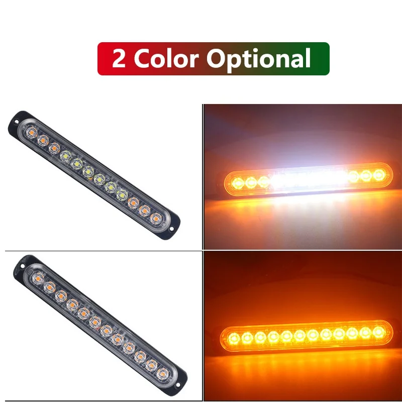 4/2PCS 12-24V 12LED Slim Flash Light Bars Car Vehicle Emergency Warning Strobe Lamps 18 Different Flash Model