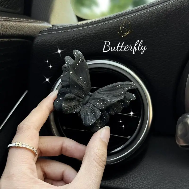 Starry Rose Butterfly Car Air Vent Aroma Stone Diffuser Romantic Fragrance Clip Auto Decor Gift view 3