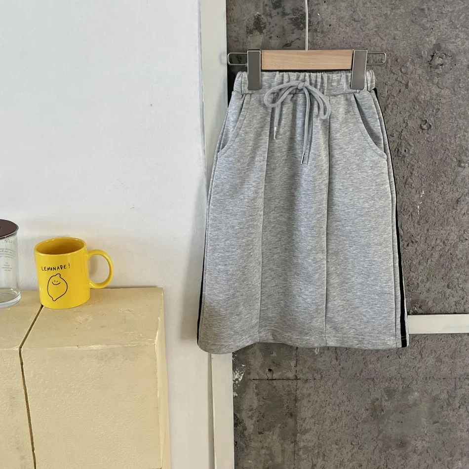 Girls Skirt 2024 Spring Autumn Korean Style Split Half Skirt A Line Straight Casual Simple New Fashionable Kids Sweet Skirt