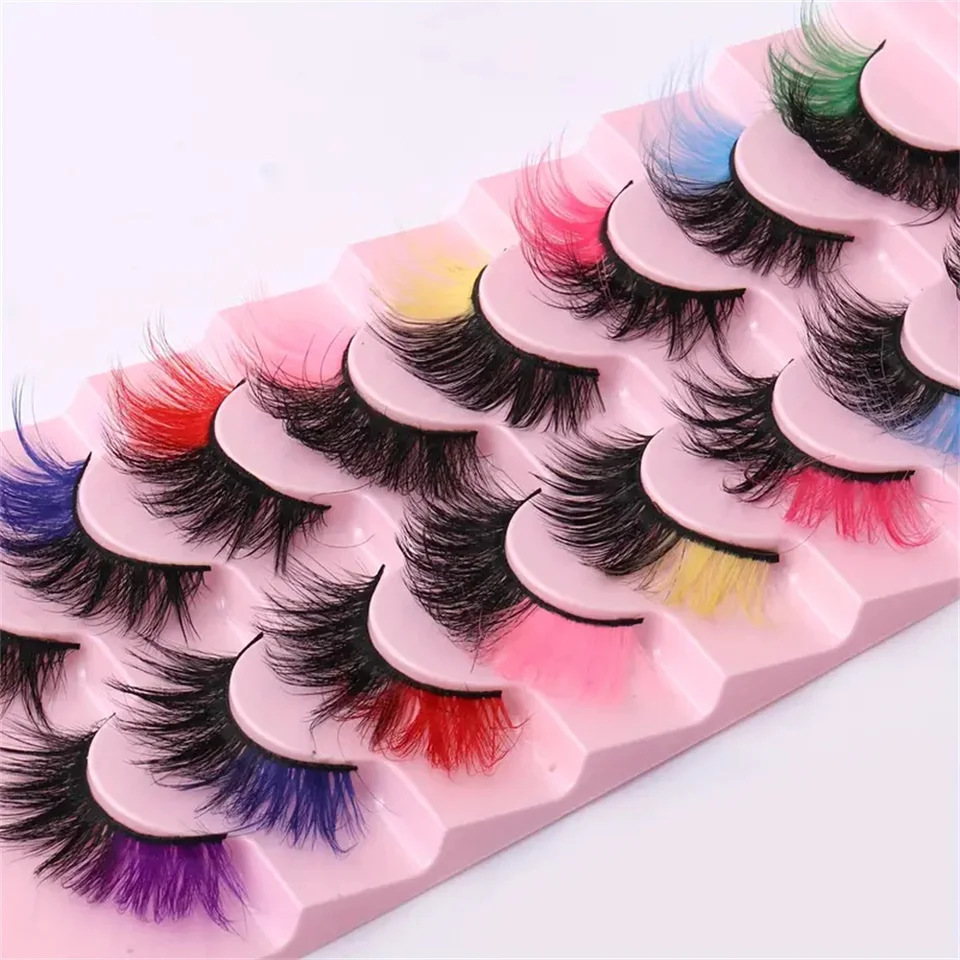 8 pares de pestañas postizas de colores de alta calidad, pestañas individuales que crean una personalidad diferente, extensiones de pestañas 3