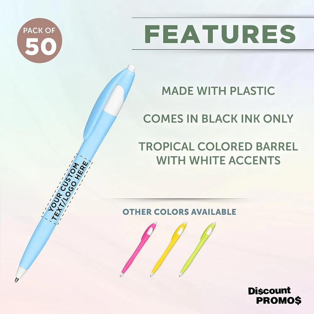 مجموعة أقلام بلاستيكية مخصصة بلونين مكونة من 50 قطعة مع تخصيص - حبر أسود، مثالية للمكاتب والمدارس والسفر #2
