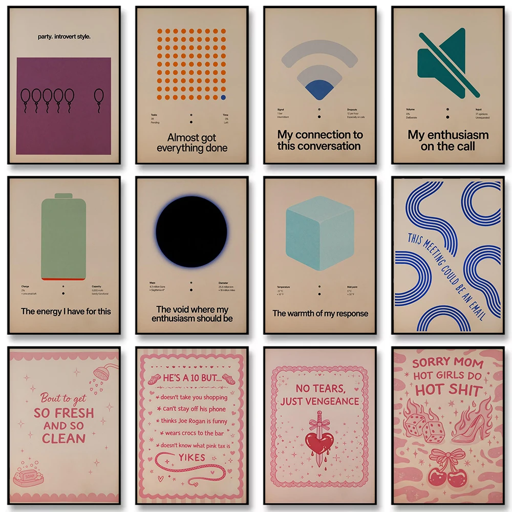 Retro Fun Quotes Productivity Humor Minimalist Workplace Mute Canvas Painting Wall Art Poster Picture Home Decor Mural Cuadros