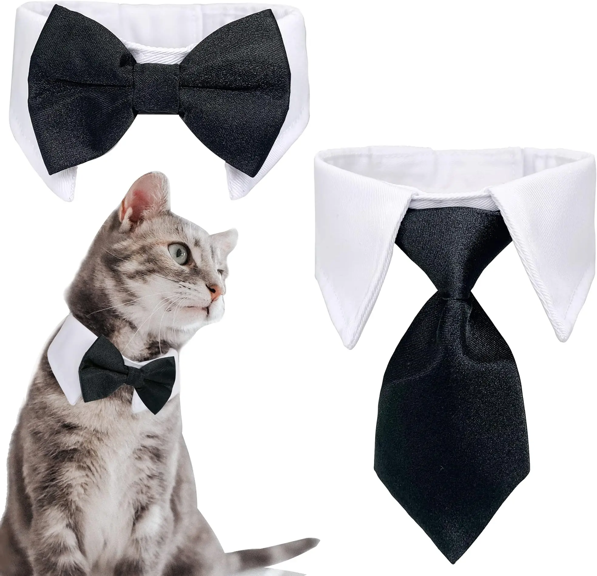 

TONG Dog Cat Tuxedo Collar Cat Wedding Bowtie Puppy Bow Tie Tux Collar Costume Bowtie Halloween Cat Costume Cat Tuxedo Suits