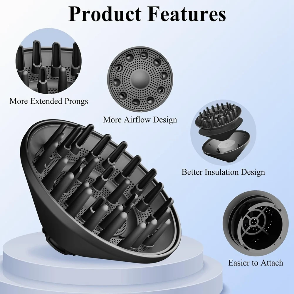 

Large Diffuser Attachment for Hair Dryer, Upgraded Nozzle Fast Drying Defines Wavy Curly Hair