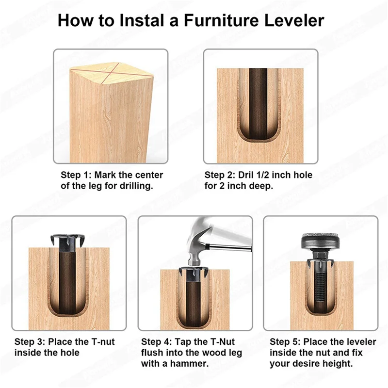 ABXF-16Pcs Furniture Levelers Heavy Duty Furniture Leveling Feet Adjustable Leg Levelers For Cabinets Tables Chairs Raiser