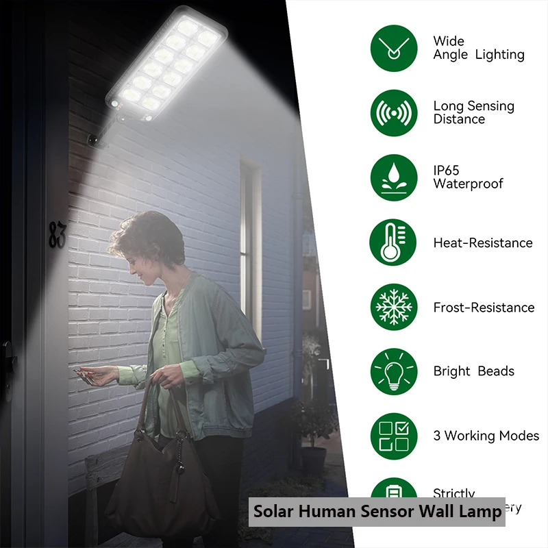 أضواء الأضواء الشمسية في الهواء الطلق مصابيح الحديقة السوبر مشرق في الهواء الطلق إضاءة مقاومة للماء أضواء الشوارع الإنسان المزدوج الاستشعار الجدار الشمعدان
