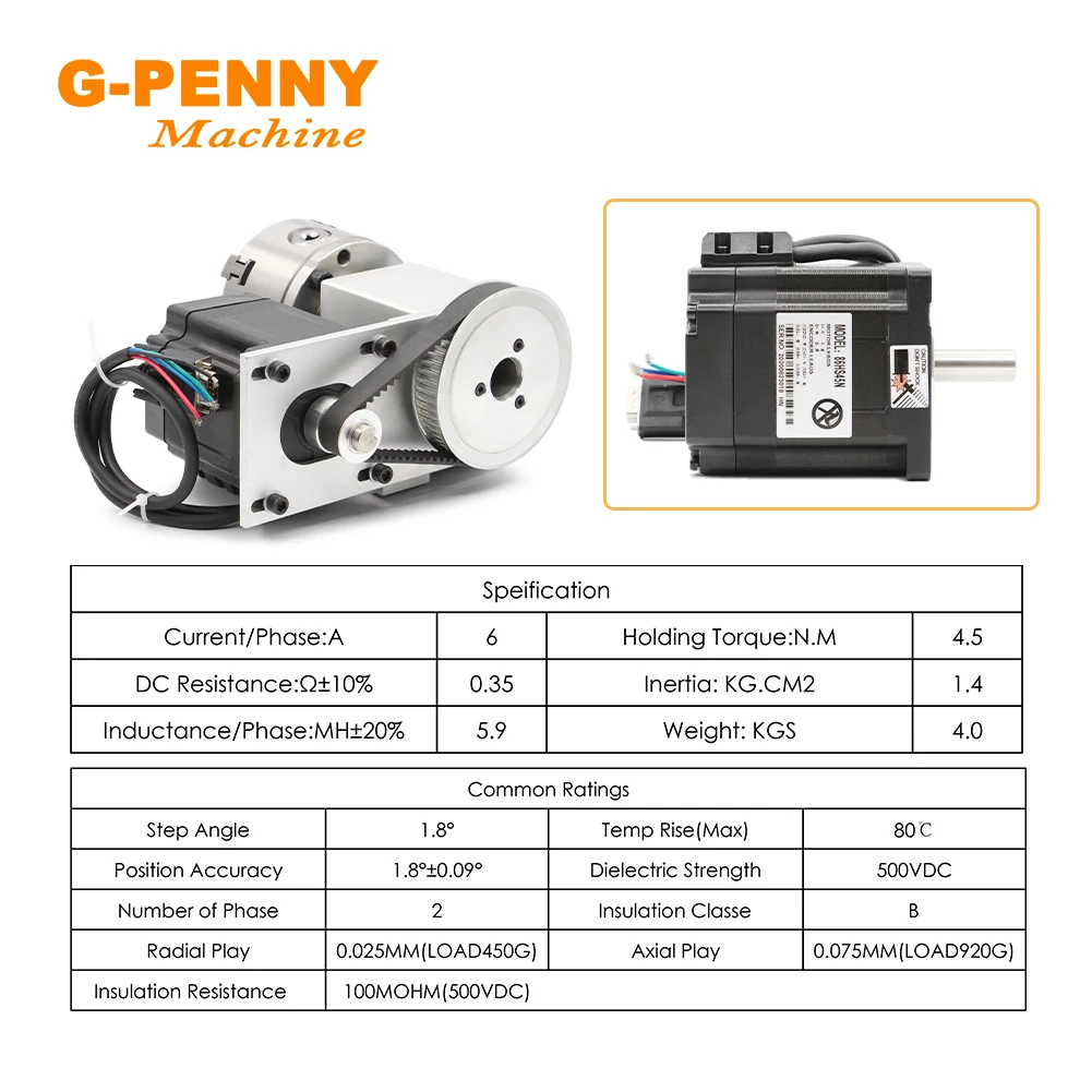 Imagem -03 - Axis 100 mm Tailstoc Cnc Dividindo a Cabeça Rotação a Eixo Kit Nema34 86hs45n & Hbs86h Circuito Fechado Motor de Passo 4jaw 4th